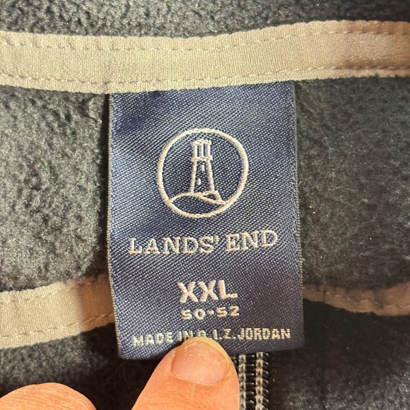 Lands End Mens XXL Black Fleece 1/4 Zip Pullover Long‎ Sleeve Sweatshirt Top - Picture 2 of 6